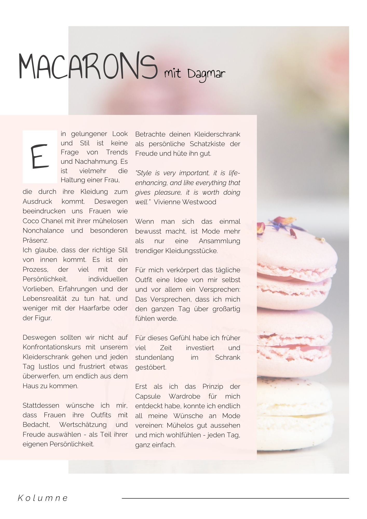 Über mich-Seite von Schrank trifft Stil: Macarons mit Dagmar Über mich-Seite von Schrank trifft Stil: Macarons mit Dagmar Schäfer
